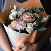 Thank You” – Roses, Carnations, and Lisianthuses with Greenery – Thoughtful Gift